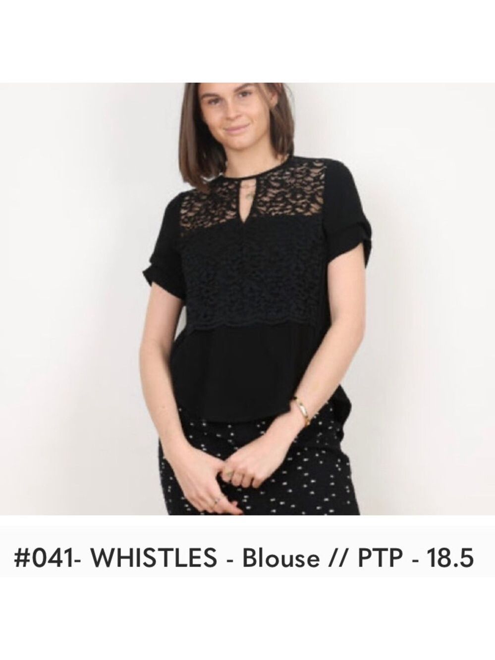 Whistles Black Lace Relaxed Blouse